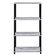 Benjara 4 Tier Design Bookshelf with Metal Tubular Legs- Antique White