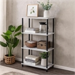 Benjara 4 Tier Design Bookshelf with Metal Tubular Legs- Antique White
