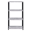 Benjara 4 Tier Design Bookshelf with Metal Tubular Legs- Antique White