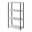 Benjara 4 Tier Design Bookshelf with Metal Tubular Legs- Antique White