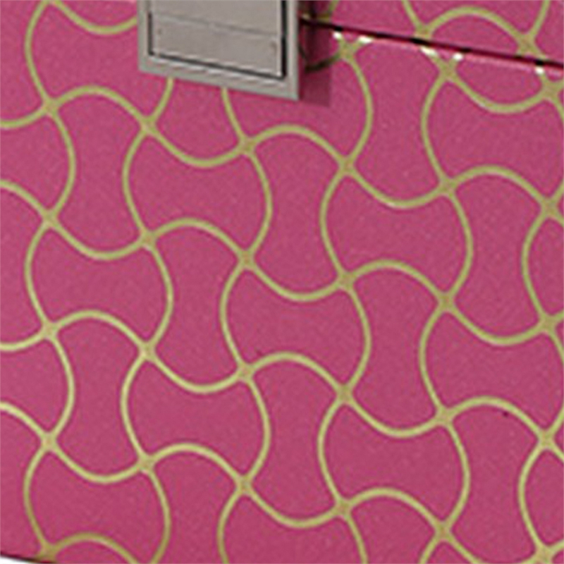 Benjara Travel Jewelry Case with 2 Drawer Storage & Wavy Textured Pattern- Pink
