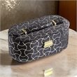 Benjara Travel Jewelry Case with 2 Semicircle Slots and Wavy Pattern- Black