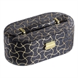 Benjara Travel Jewelry Case with 2 Semicircle Slots and Wavy Pattern- Black