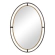 Benjara Sleek Open Double Metal Frame Oval Mirror- Rustic Bronze