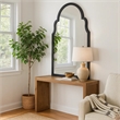 Benjara Sleek Elongated Quatrefoil Frame Mirror- Black