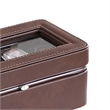 Benjara Watch Case with 4 Slots and Removable Cushions- Brown
