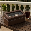 Benjara Watch Case with 4 Slots and Removable Cushions- Brown