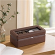 Benjara Watch Case with 4 Slots and Removable Cushions- Brown