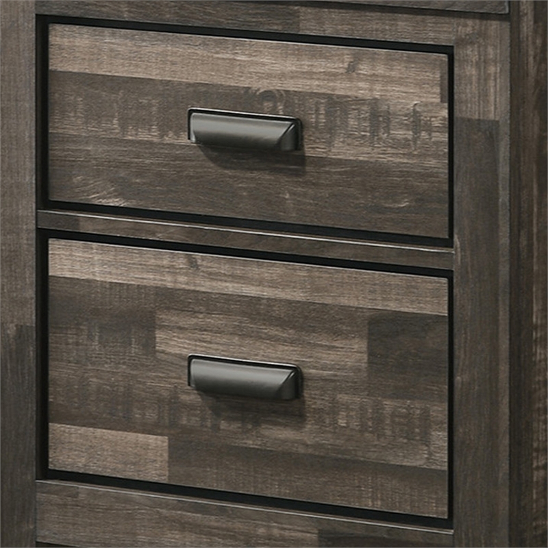 Benjara Nightstand with 2 Drawers and Butcher Block Design- Brown