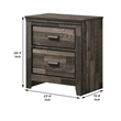 Benjara Nightstand with 2 Drawers and Butcher Block Design- Brown
