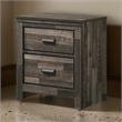 Benjara Nightstand with 2 Drawers and Butcher Block Design- Brown