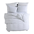 Benjara 3 Piece Queen Comforter Set with Pinstripe Pattern- White and Black