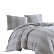 Benjara 3 Piece King Comforter Set with Vertical Stripes Pattern- White & Brown