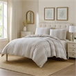Benjara 3 Piece King Comforter Set with Vertical Stripes Pattern- White & Brown