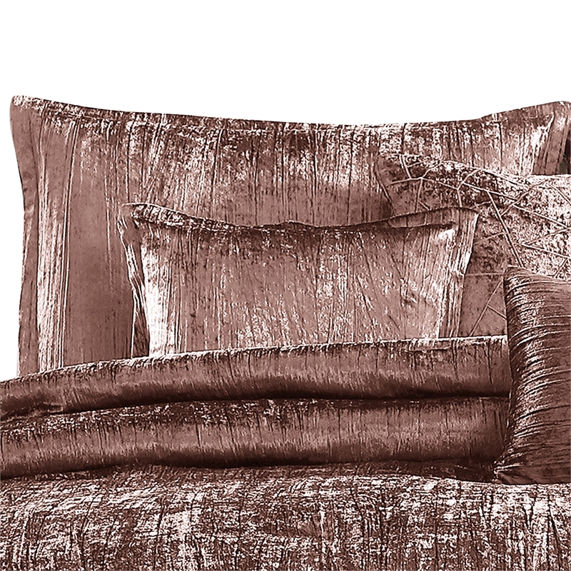 Benjara 7 Piece Queen Comforter Set with Shimmering Appeal- Pink