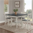 Benjara Counter Height Table with Wooden Open Shelf- White and Gray