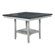 Benjara Counter Height Table with Wooden Open Shelf- White and Gray