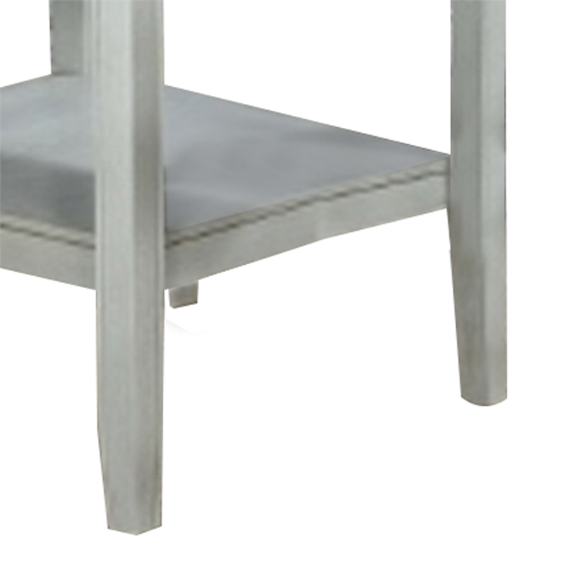 Benjara Counter Height Table with Wooden Open Shelf- White and Gray
