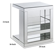 Benjara Accent Table with Mirrored Panels and C Shape- Silver