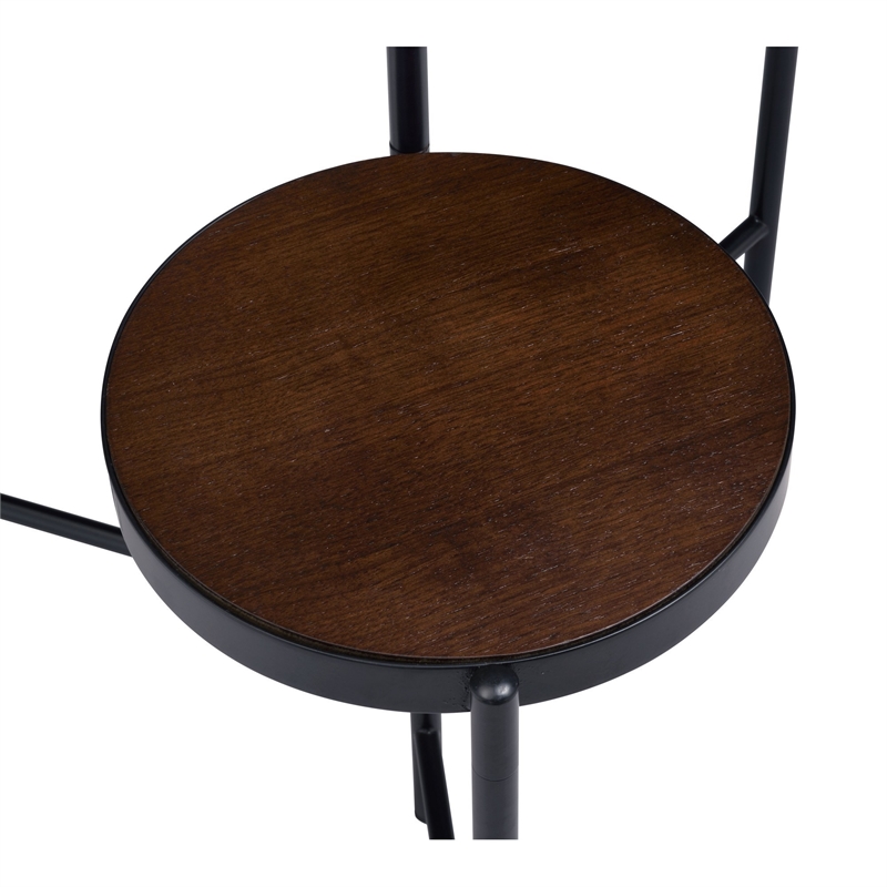 Benjara 3 Tier Plant Stand with Round Wooden Shelves and Foldable Design- Black