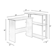 Benjara Writing Desk with L Shaped Design and 3 Tier Wooden Shelves- Black