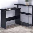 Benjara Writing Desk with L Shaped Design and 3 Tier Wooden Shelves- Black
