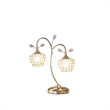 Benjara Floral Tree Design Metal Table Lamp with Dome Shade and Crystals- Gold
