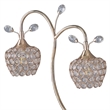 Benjara Floral Tree Design Metal Table Lamp with Dome Shade and Crystals- Gold