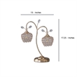 Benjara Floral Tree Design Metal Table Lamp with Dome Shade and Crystals- Gold