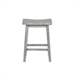 Benjara Saddle Design Wooden Counter Stool with Grain Details- Gray