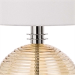 Benjara Table Lamp with Textured Glass Ball Accent- White and Chrome