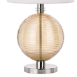 Benjara Table Lamp with Textured Glass Ball Accent- White and Chrome