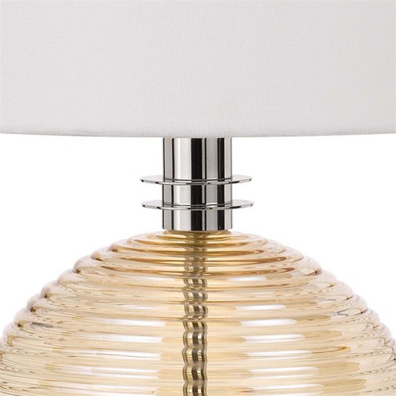 Benjara Table Lamp with Textured Glass Ball Accent- White and Chrome