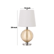 Benjara Table Lamp with Textured Glass Ball Accent- White and Chrome