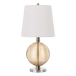 Benjara Table Lamp with Textured Glass Ball Accent- White and Chrome