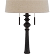 Benjara Table Lamp with Tubular Turned Resin Support and Pull Chain- Dark Bronze