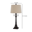 Benjara Table Lamp with Tubular Turned Resin Support and Pull Chain- Dark Bronze