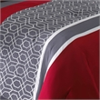 Benjara 8 Piece King Comforter Set with Printed Trellis Pattern- Red