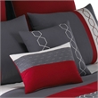 Benjara 8 Piece King Comforter Set with Printed Trellis Pattern- Red