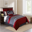 Benjara 8 Piece King Comforter Set with Printed Trellis Pattern- Red
