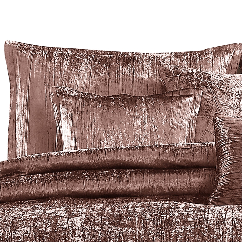 Benjara 7 Piece King Comforter Set with Shimmering Appeal- Pink
