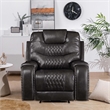 Benjara Leatherette Power Recliner with Diamond Stitching- Black