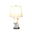 Benjara Metal Table Lamp with Llama Animal Head- White