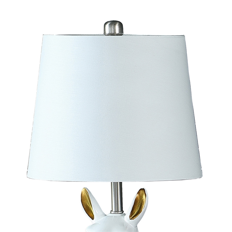 Benjara Metal Table Lamp with Llama Animal Head- White