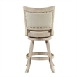 Benjara Curved Back Wood Swivel Counter Stool -Brush/Ivory