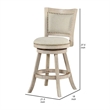 Benjara Curved Back Wood Swivel Counter Stool -Brush/Ivory