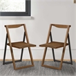 Benjara Curved Trim Panel Back Foldable Chair - Brown (Set of 2)