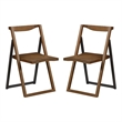 Benjara Curved Trim Panel Back Foldable Chair - Brown (Set of 2)