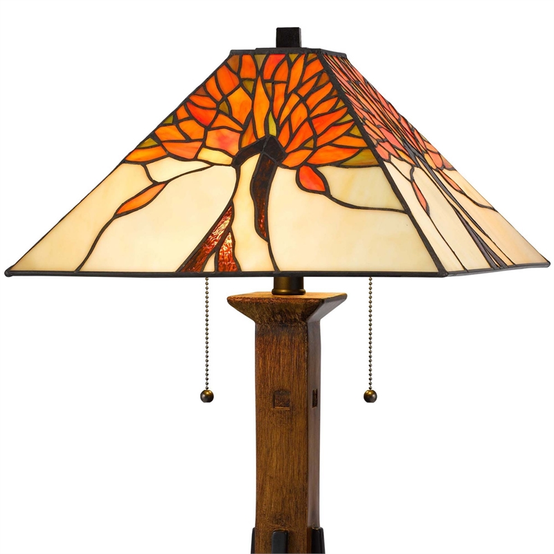 Benjara Table Lamp with Shade and Floral Accent- Multicolor