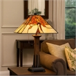 Benjara Table Lamp with Shade and Floral Accent- Multicolor